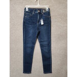 Express Super Soft Knit Skinny Jeans Womens 0 Short Blue Dark Wash Stretch NEW